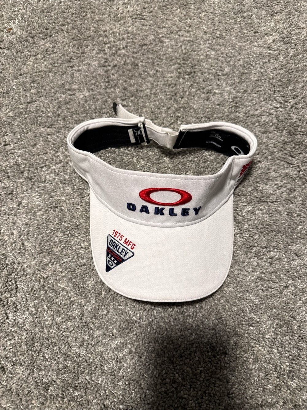Oakley White Visor 1975 MFG California Visor with Red and Navy Accent